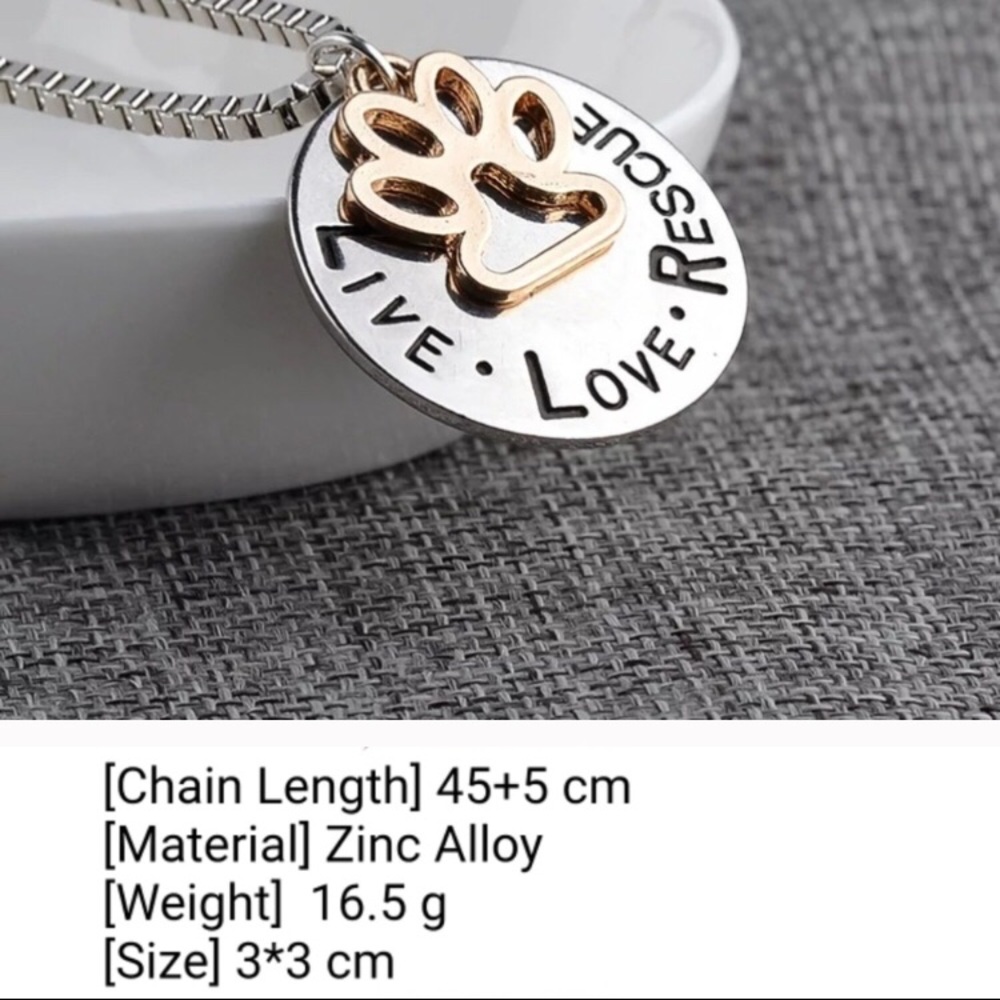 Dog & Cat Lovers! Live Love Rescue Necklace ❤️